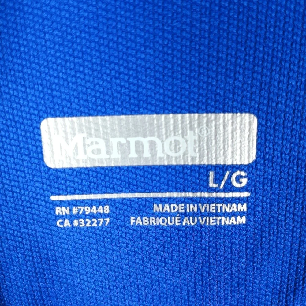 Marmot M3 Tempo Softshell Jacket Men Large Blue Black Full Zip Hiking Outdoor